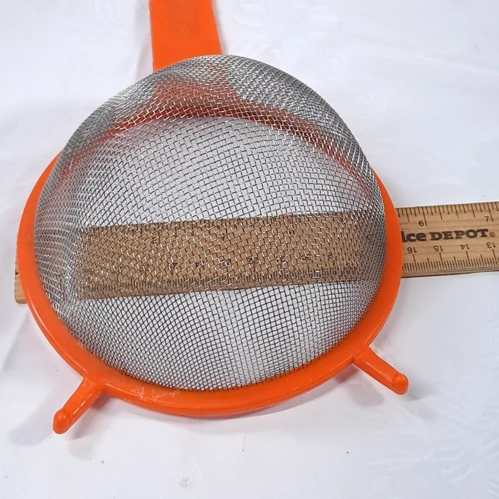 Sveico collander basket strainer orange plastic‎ metal Sweden Rostfri Vintage